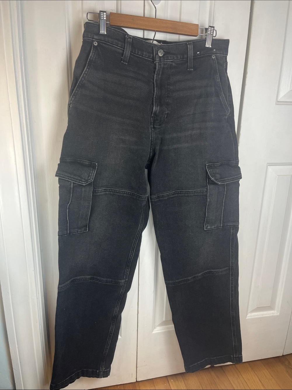 Sz 30/32 Hollister Men's Cargo Pants Black baggy 90s inspired skater